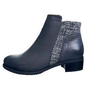 Propet Taneka Leather Side Zip Booties Womens Size 9.5M Charcoal Gray Black NWOT